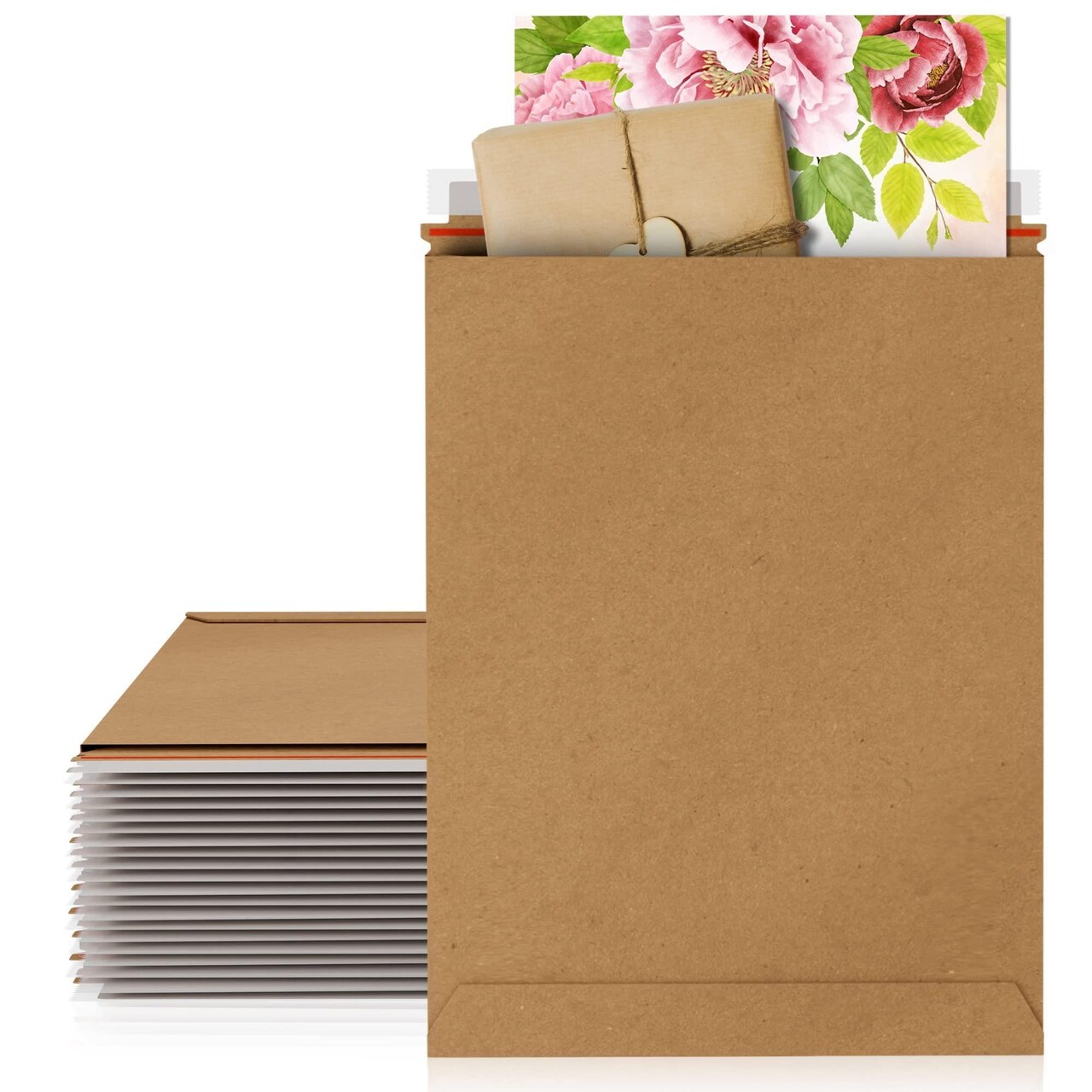 Rigid Mailers 11.75 x 14.5 Kraft Paperboard Mailers 11 3/4 x 14 1/2. Pack of 10 Recycled Mailing Envelopes. Stay Flat Mailers. Self sealing Chipboard Envelopes for Shipping Packaging.